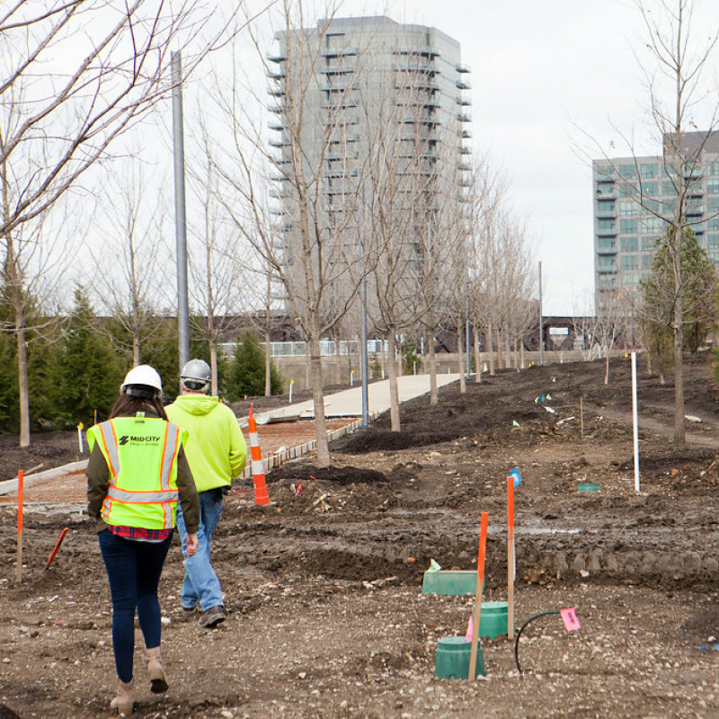 Mid-City teammates on a worksite